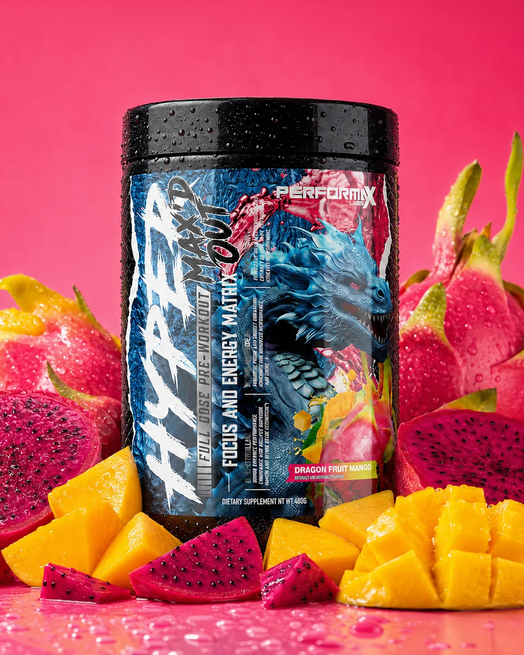 HyperMax Dragon Fruit Mango product with fresh fruit