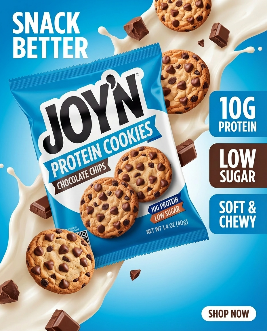 JOYN protein cookies campaign graphic